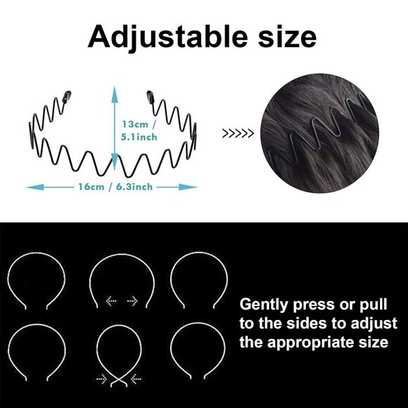 ⚡Men F-New 3pcs Metal Fashion Unisex Wavy Outdoor Sports Simple Elastic Headband - Picture 2 of 6